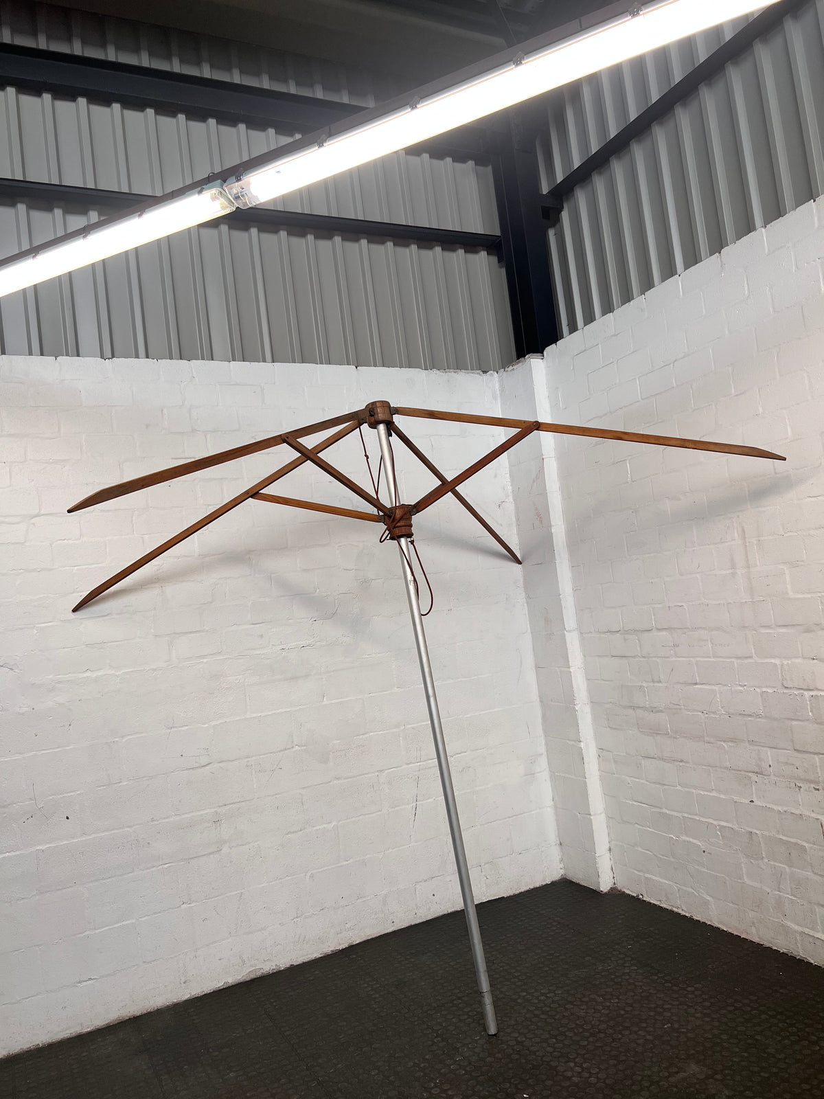 Metal and Wood Outdoor Umbrella No Canvas