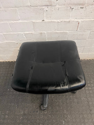 Black Office Footstool on Wheels (Torn Seat)