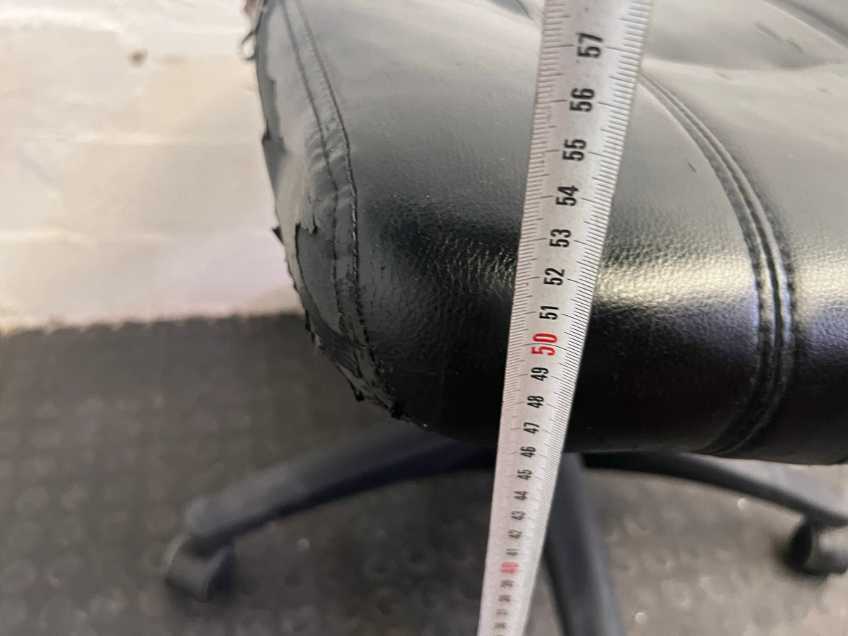 Black Office Footstool on Wheels (Torn Seat)