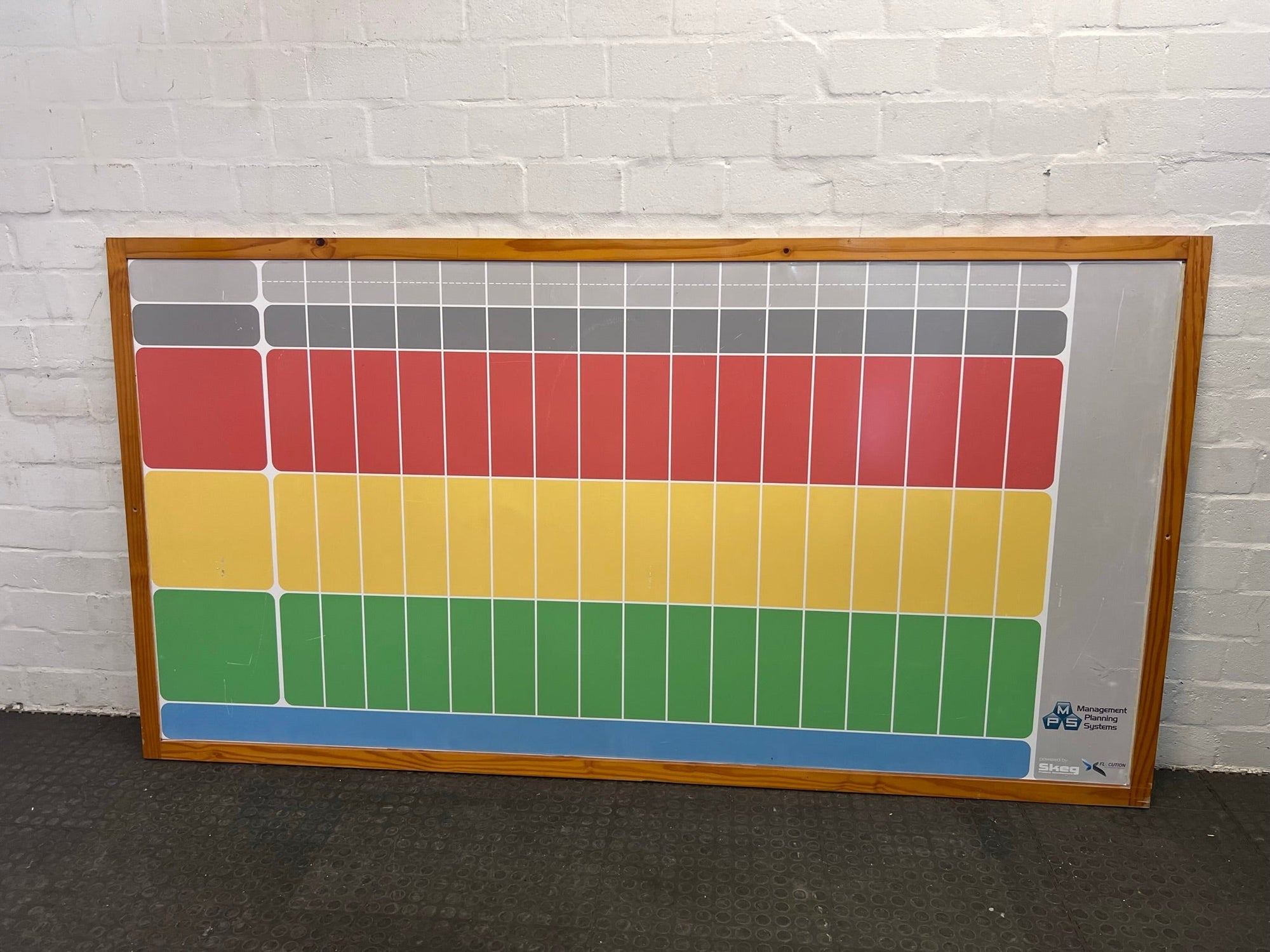 Grey Wooden Framed Notice Board (Colour Organizer) 255 x 135cm