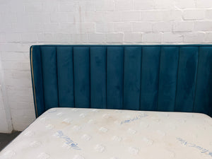 Emerald Green King Sized Bed Base and Headboard with Gold Detailing and Cloud 9 Essential Mattress
