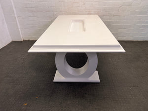 White Solid Wood Dining Table with Circular Legs - REDUCED