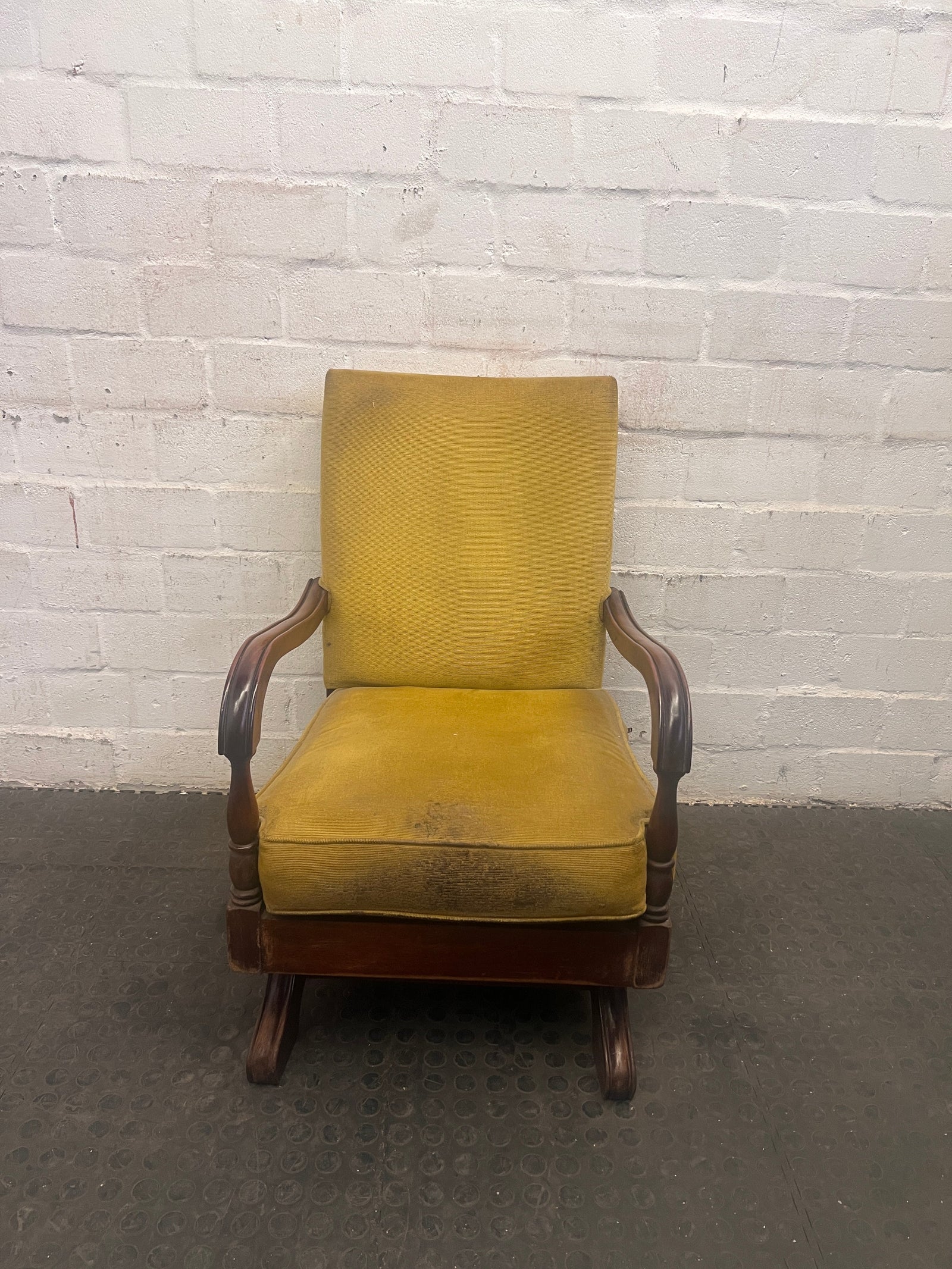 Mustard One Seater Wooden Armchair