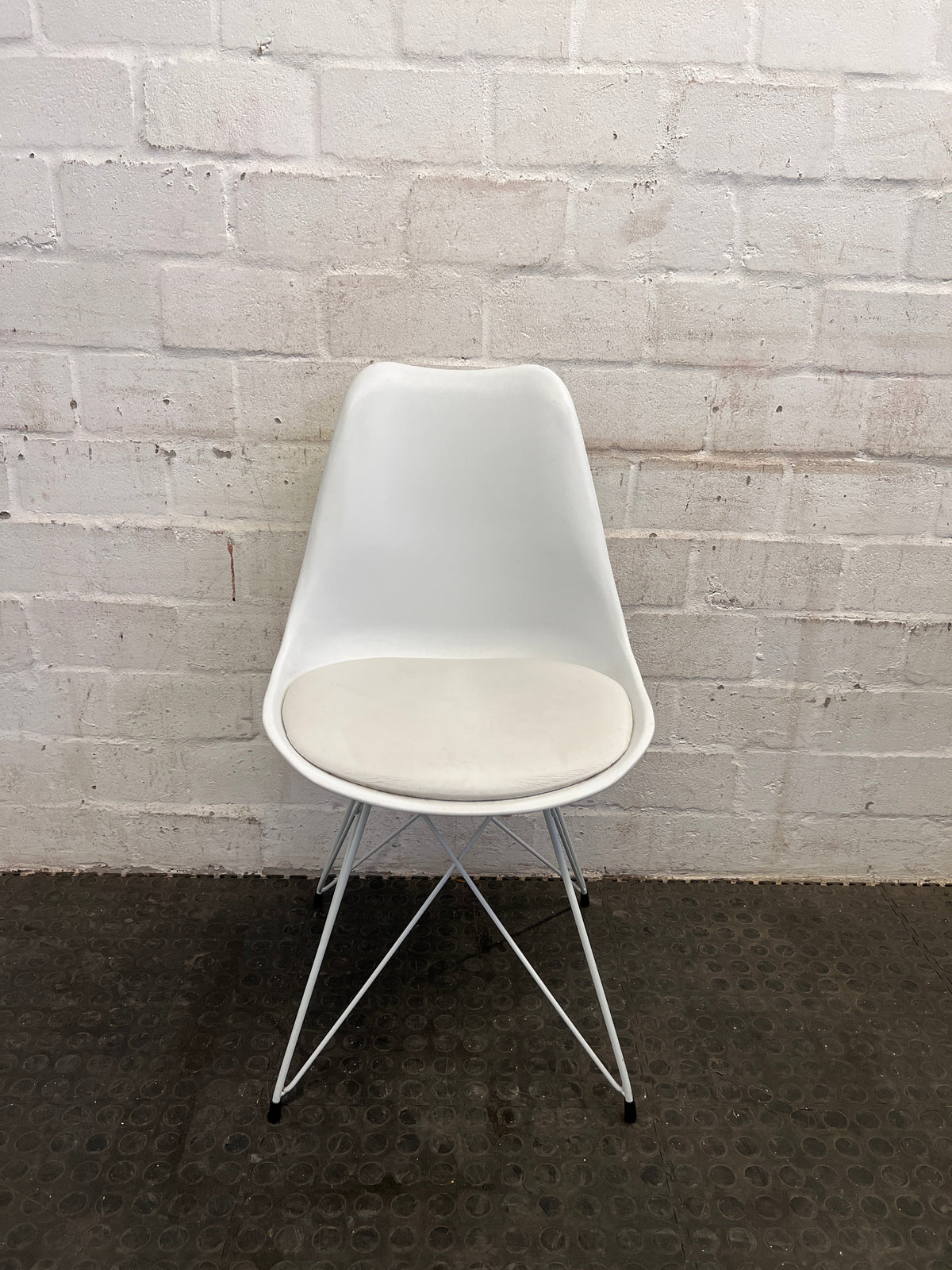 White Mid-Back Dining Chair with Plush Seat - PRICE DROP