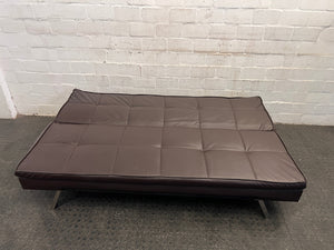 Dark Brown Leather Sleeper Couch (Some Cat Scratches)