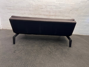 Dark Brown Leather Sleeper Couch (Some Cat Scratches)
