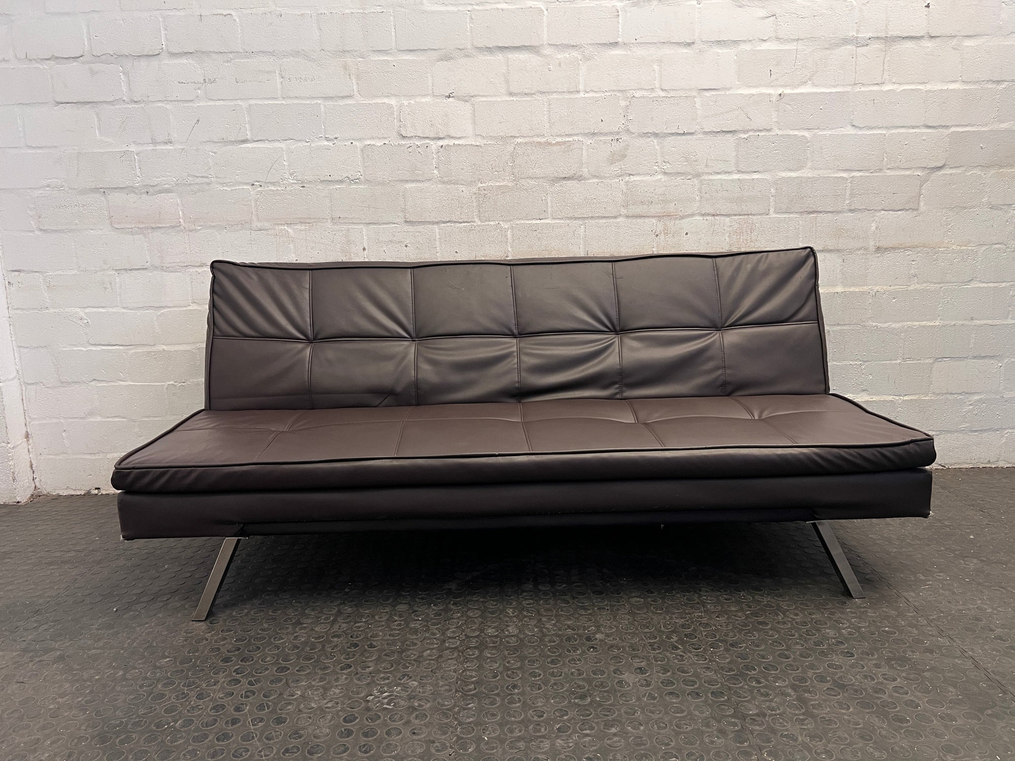 Dark Brown Leather Sleeper Couch (Some Cat Scratches) - REDUCED