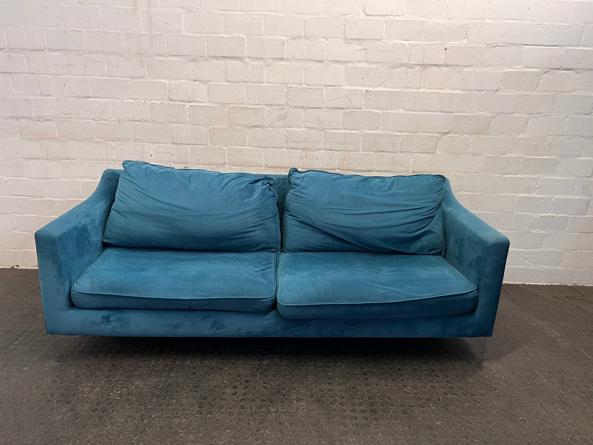 Blue Turquoise Two Seater Couch - REDUCED