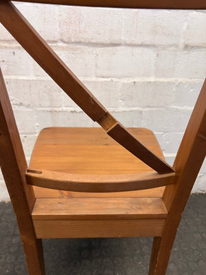 Cross Back Wooden Dining Chair (Missing Wooden Slat)