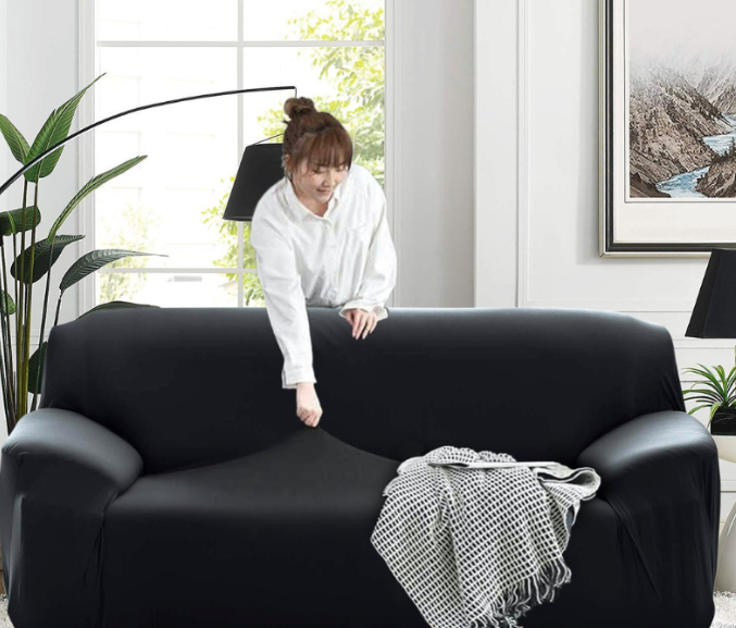 Gently Used Fine Living Jacquard L-Shape Couch Cover - Black - REDUCED - 2ndhandwarehouse.com