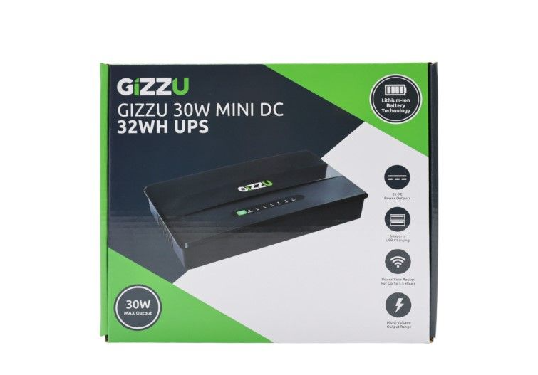 Nearly New GIZZU 30W 32Wh 8800mAh Mini DC UPS Black - Run Your Router And Charge Your Phone During Load Shedding