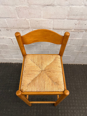 Wooden Bar Stool with Woven Seat