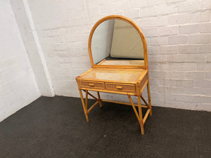 Two Drawer Cane Dressing Table with Mirror