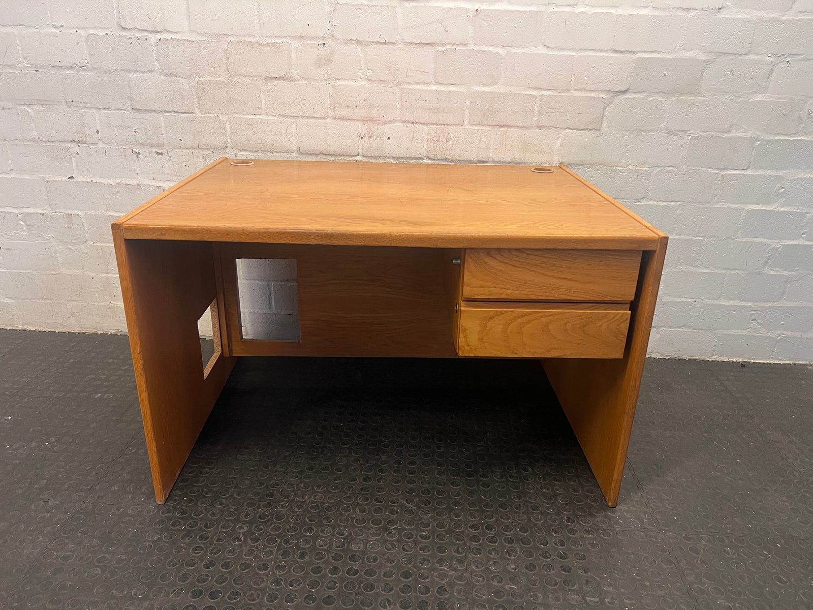 Two Drawer Light Wood Print Desk