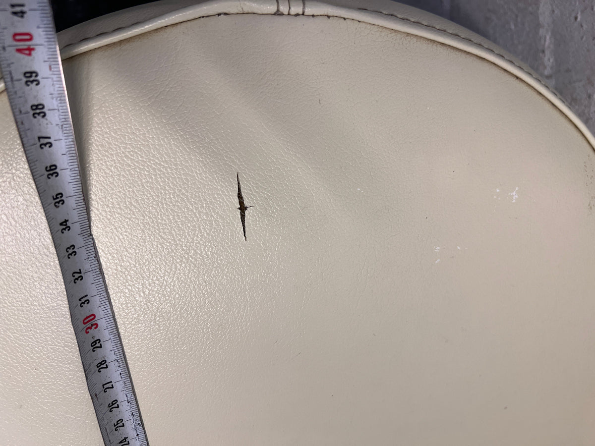 Cream Pleather Dining Chair with Round Seat (Small Tear in Seat) - PRICE DROP