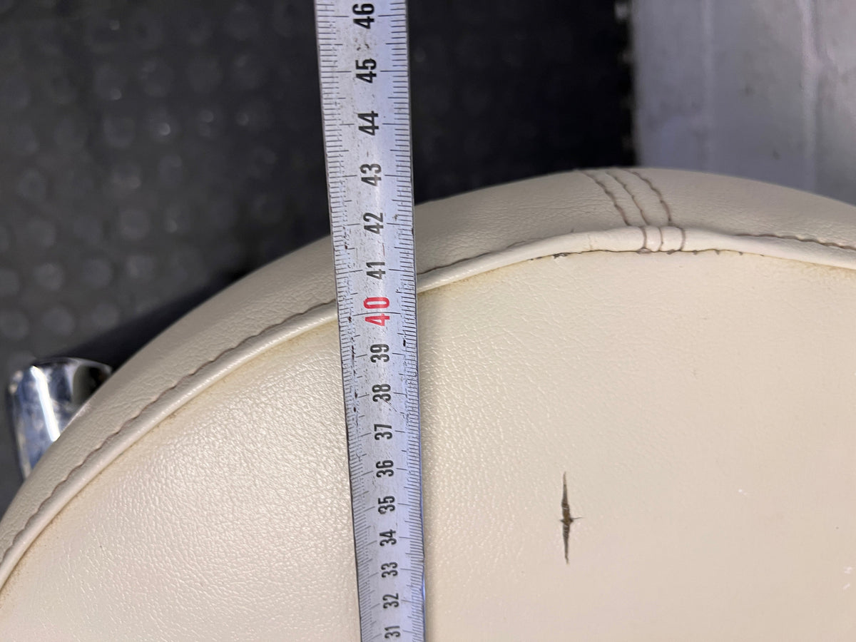 Cream Pleather Dining Chair with Round Seat (Small Tear in Seat) - PRICE DROP