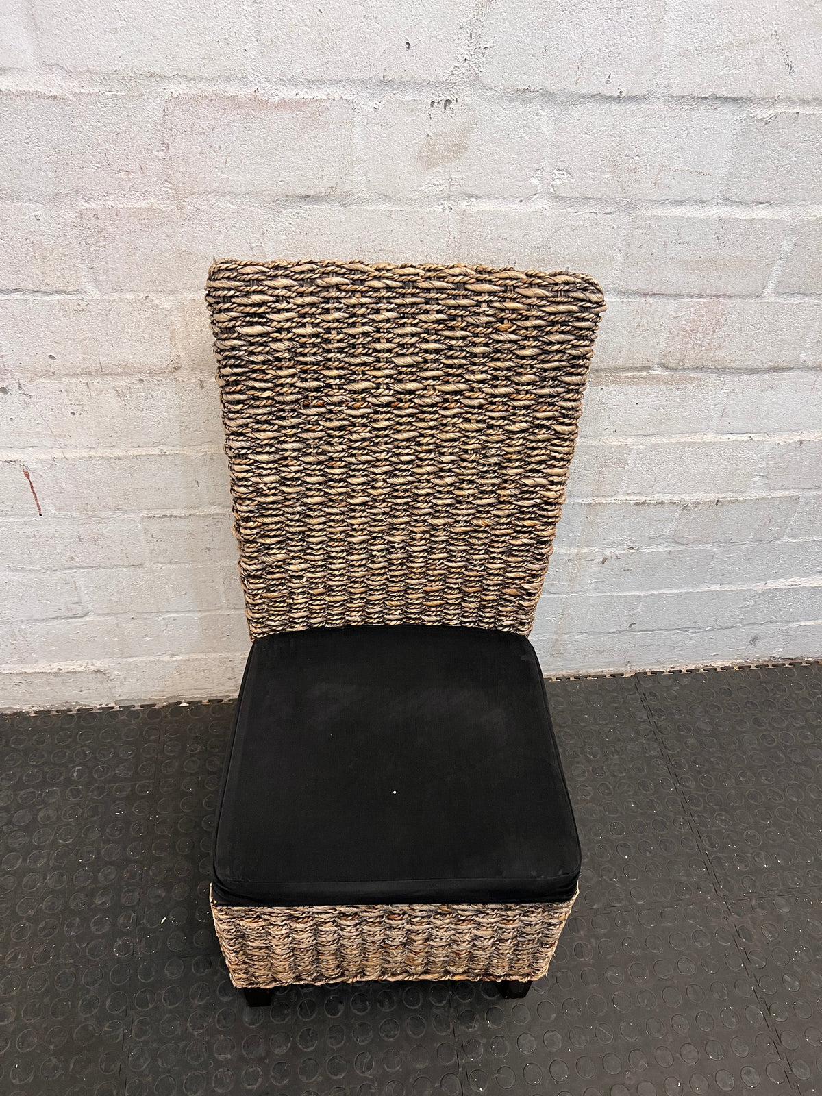 Wicker Dining Chair with Black Cushioned Seat - PRICE DROP