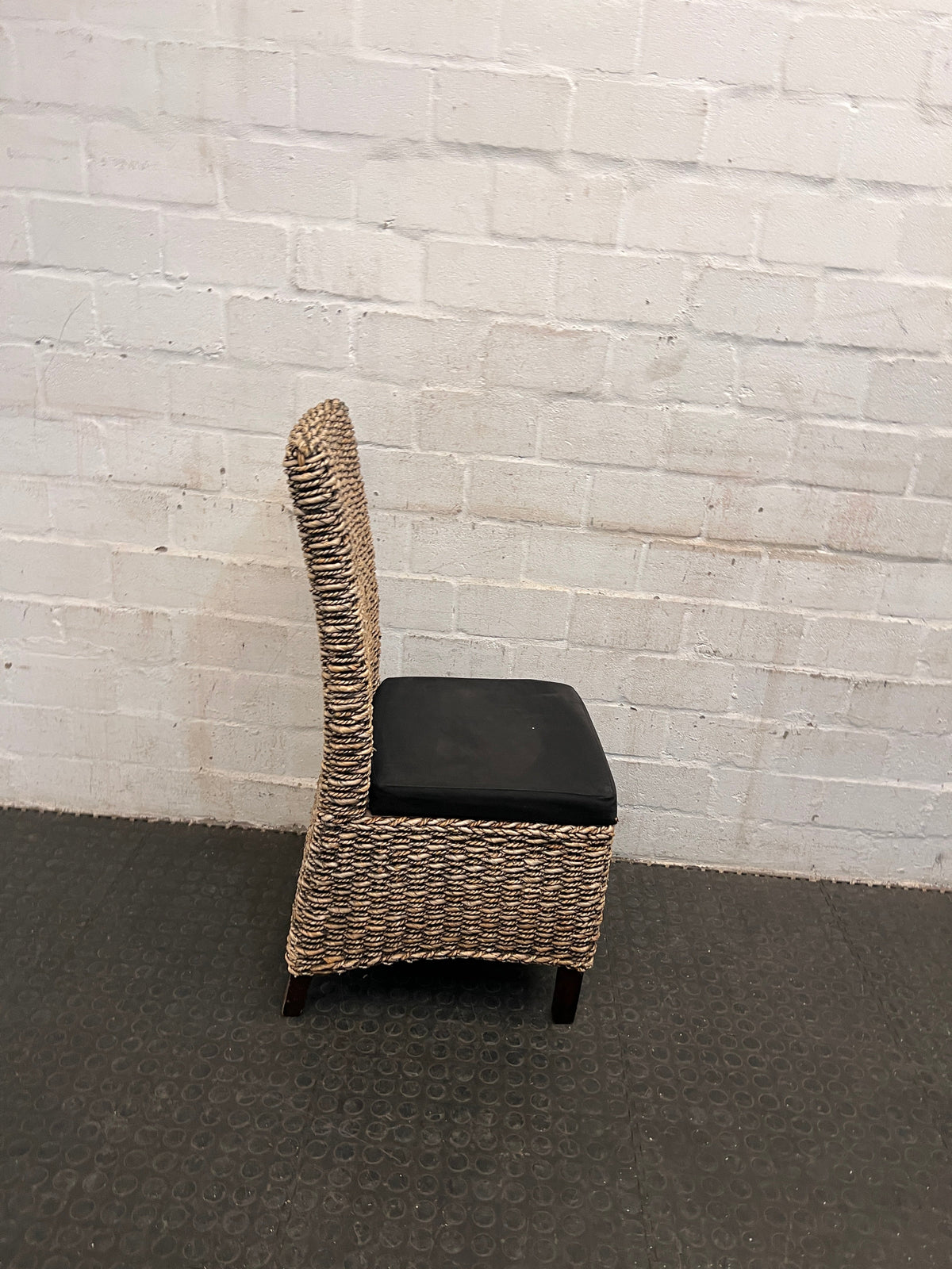 Wicker Dining Chair with Black Cushioned Seat - PRICE DROP