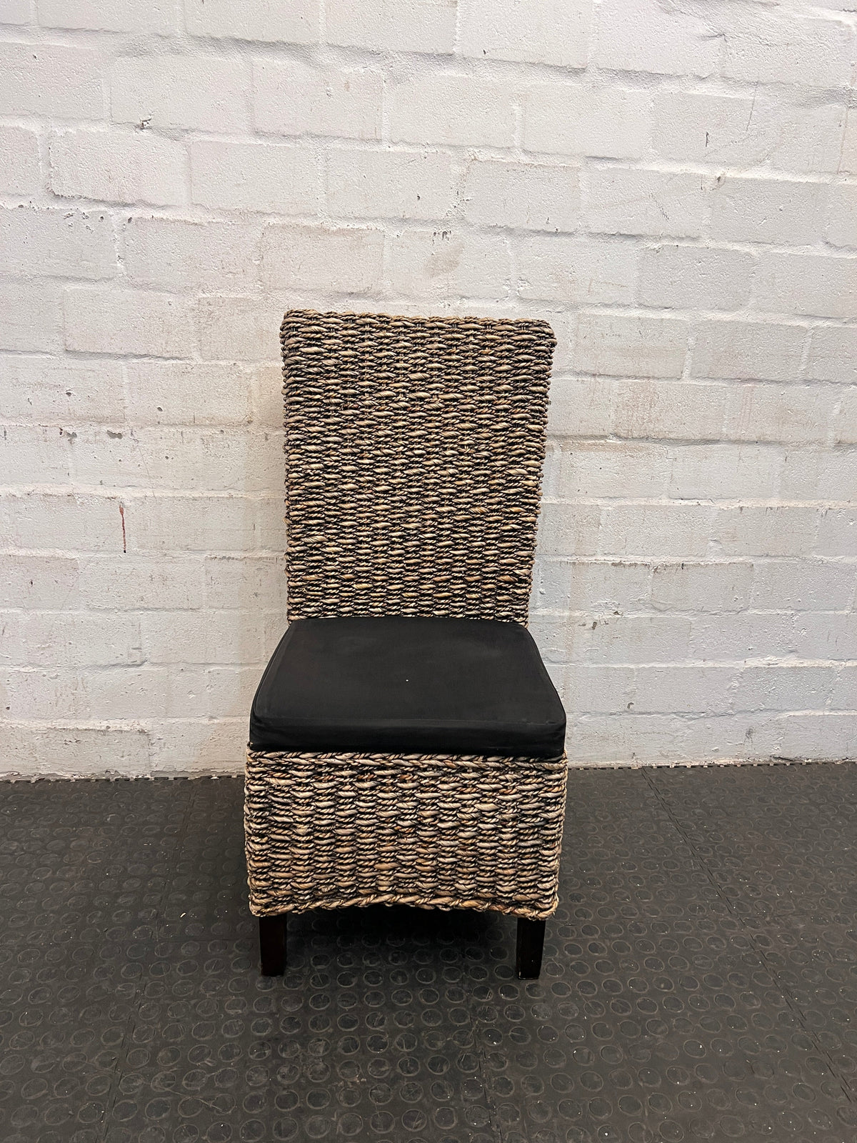 Wicker Dining Chair with Black Cushioned Seat - PRICE DROP