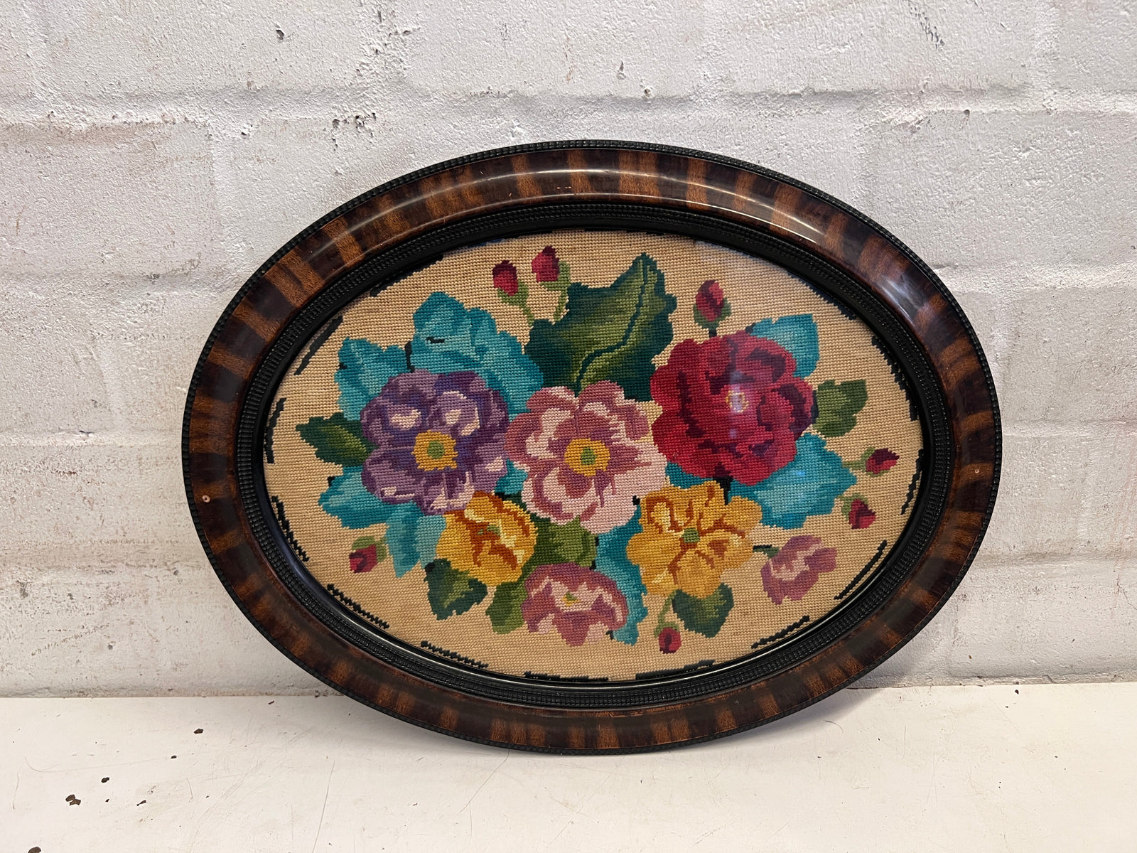 Vintage Cross stitch Floral Wall Art