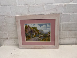 Flower Cottage Embroidered Framed Artwork