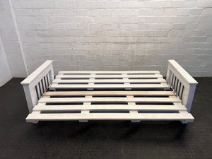 White Wooden Slatted Sleeper Couch