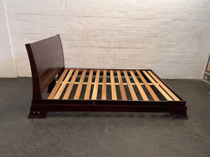 Dark Wood Double Sleigh Bed
