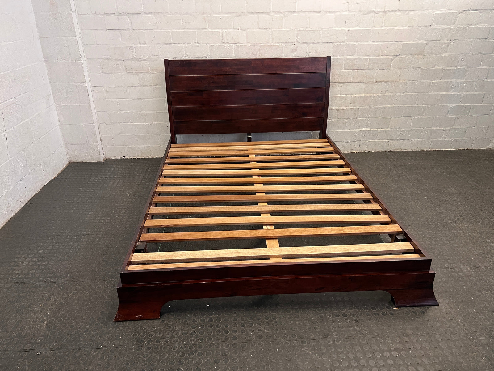 Dark Wood Double Sleigh Bed - REDUCED