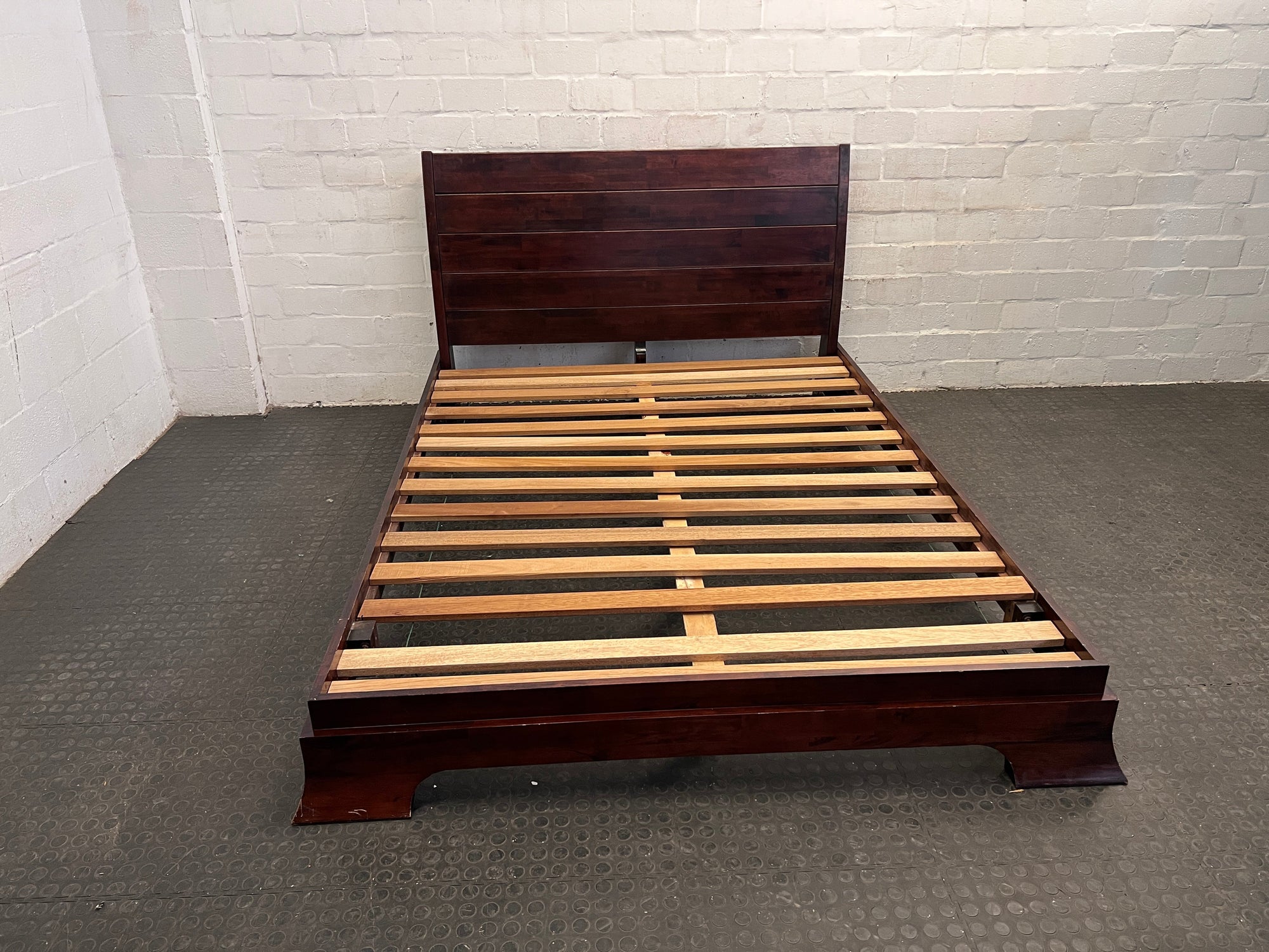 Dark Wood Double Sleigh Bed