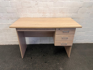 Light Wood Print Three Drawer Desk