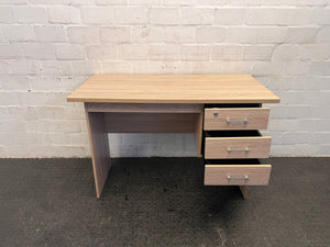 Light Wood Print Three Drawer Desk