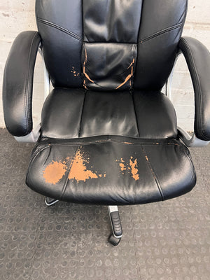 Black Leather Executive Office Chair (Worn)