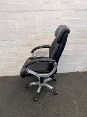 Black Leather Executive Office Chair (Worn)