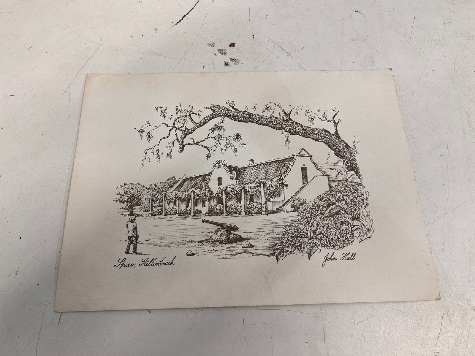 Black and White Cottage Vintage Art Print