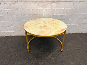 Glass Top Marble Top Coffee Table (69cm x 44cm) - REDUCED - PRICE DROP