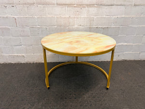 Glass Top Marble Top Coffee Table (69cm x 44cm) - REDUCED - PRICE DROP