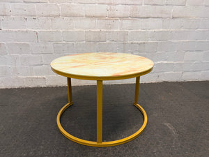 Glass Top Marble Top Coffee Table (69cm x 44cm) - REDUCED - PRICE DROP