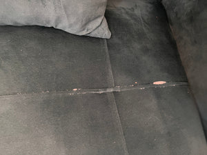 Green Suede Studded L-Shaped Couch