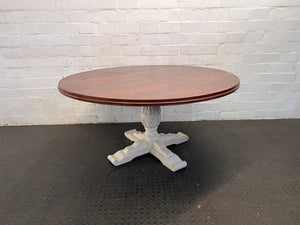 Round Wooden Dining Table with White Legs