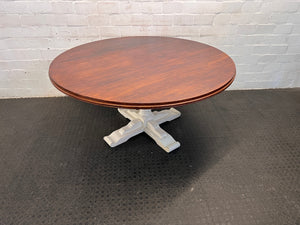 Round Wooden Dining Table with White Legs