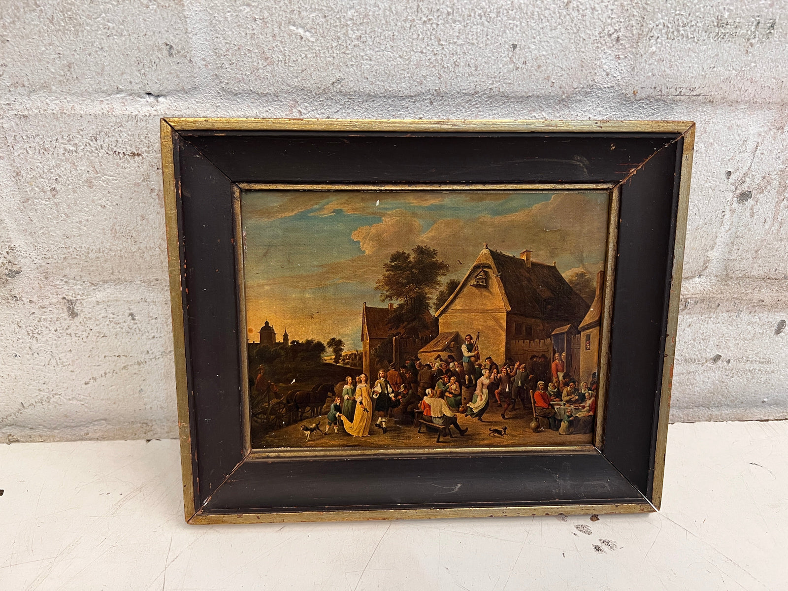 Town Folk Gathering Framed Print