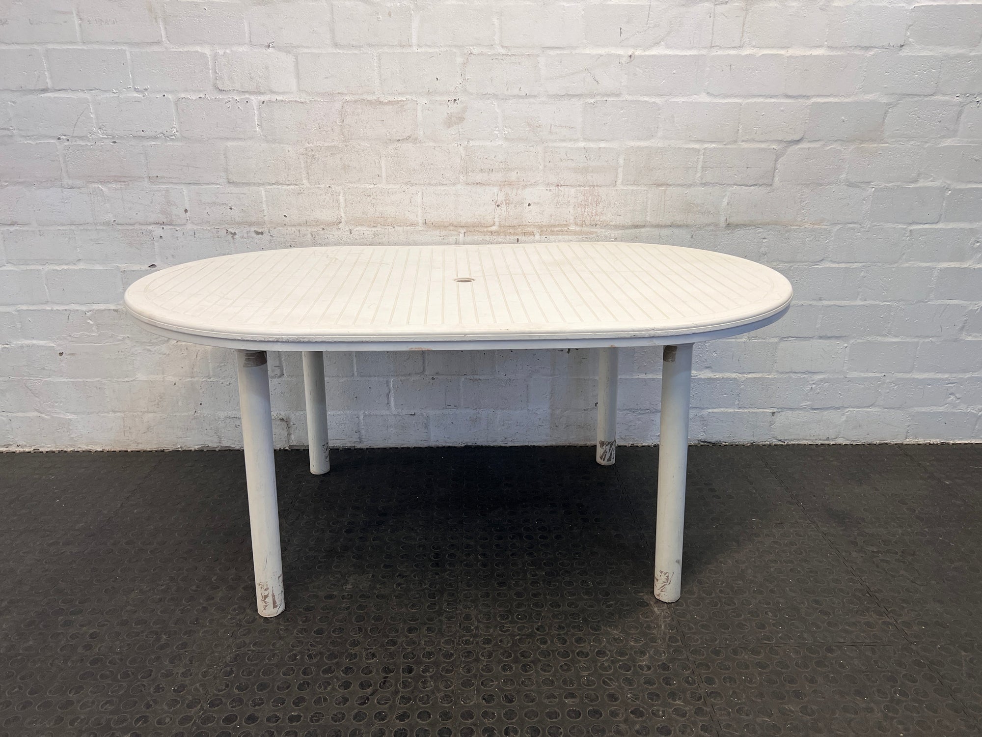 White Outdoor Plastic Table (Surface Scratches)