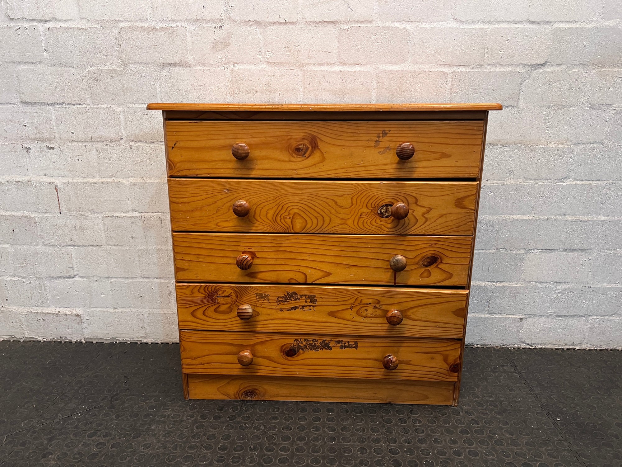 Solid Wooden Five Drawer Chest Of Drawers