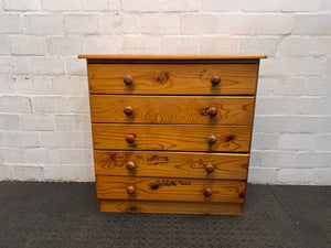 Solid Wooden Five Drawer Chest Of Drawers