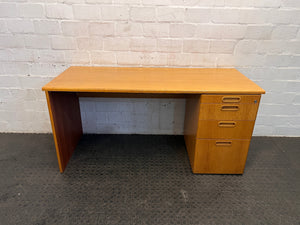 Golden Oak Wooden Four Drawer Desk (RHS)