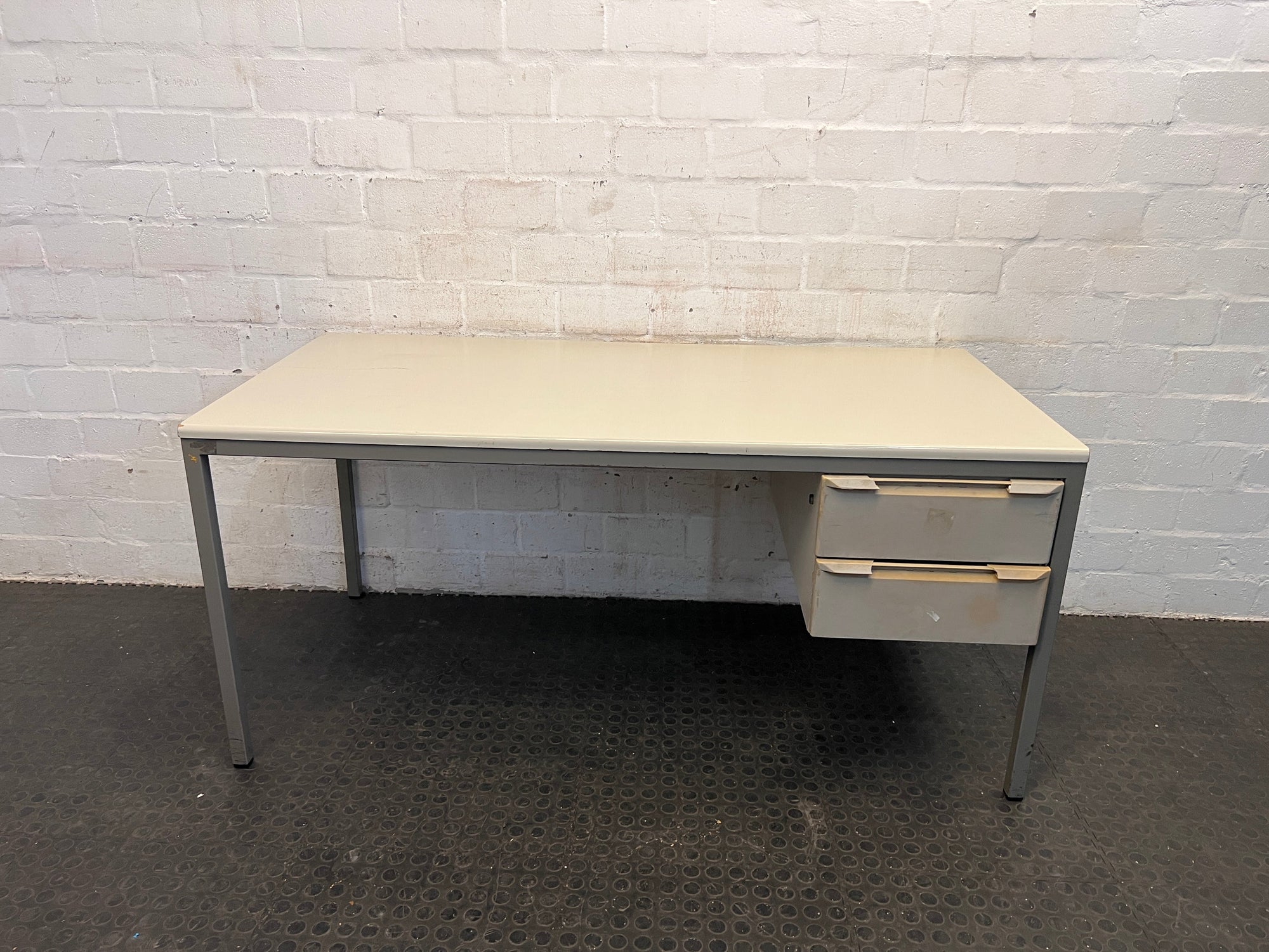 Grey Steel Legged Two Drawer Desk (RHS) 160 x 80cm