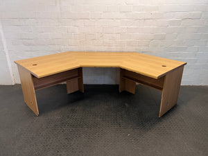 Wooden L-Shaped Desk (Chipped Vinyl)