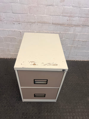 Cream & Beige Steel Filing Cabinet Two Drawer