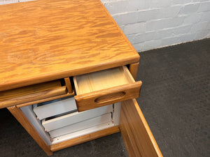 Oak Desk Seven Drawers Plus Keyboard Tray