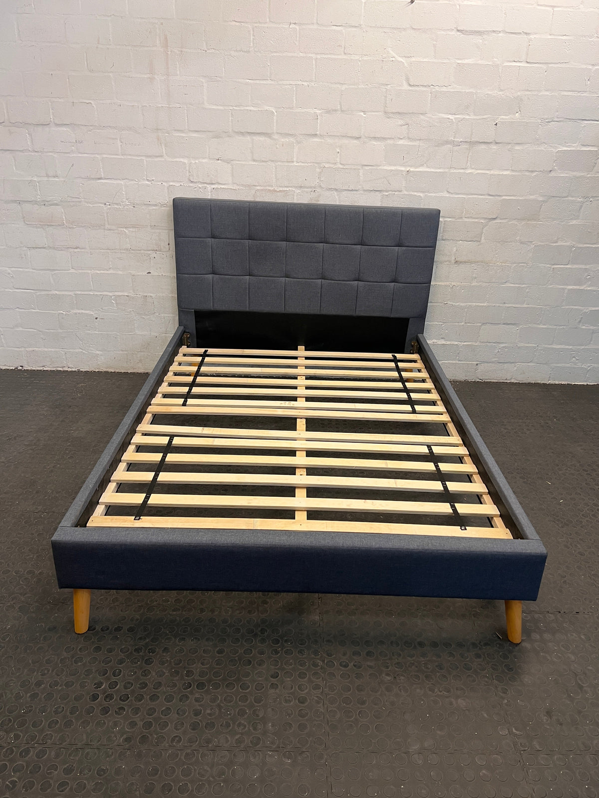 Grey Double Bed Base Frame (One Weak Leg on Headboard) - REDUCED
